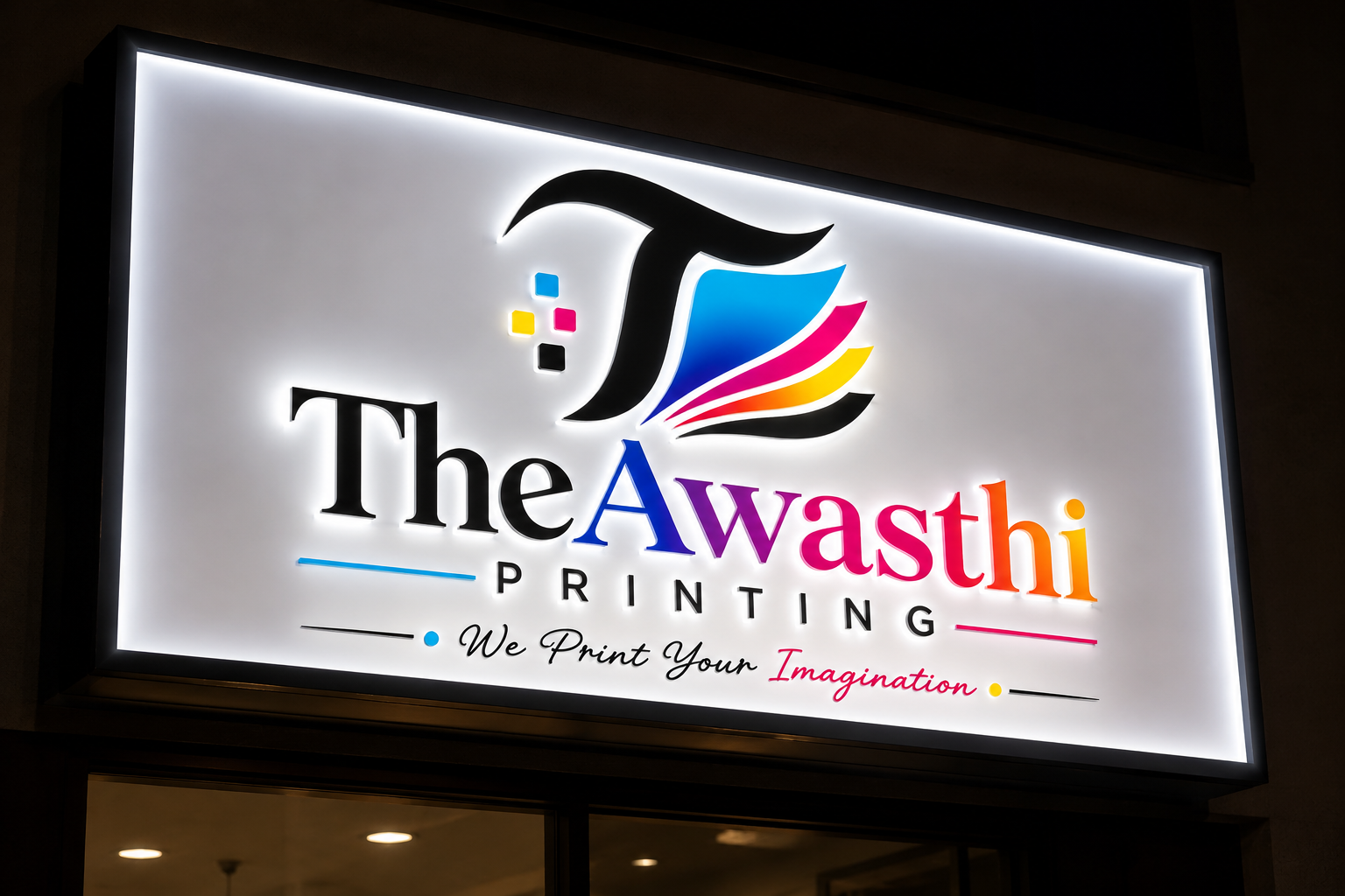 Backlit lightbox sign board with 3D channel letters