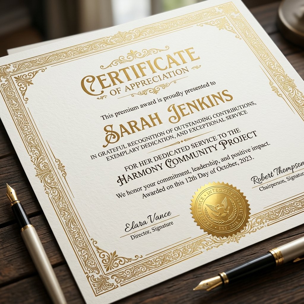 Gold foil certificate mockup