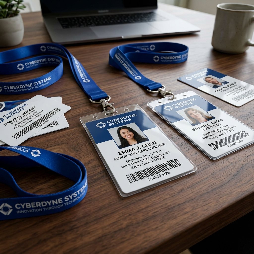 Staff PVC ID Card and lanyard mockup
