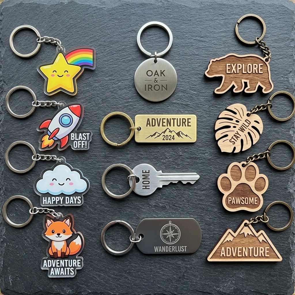 Custom engraved keychain mockup